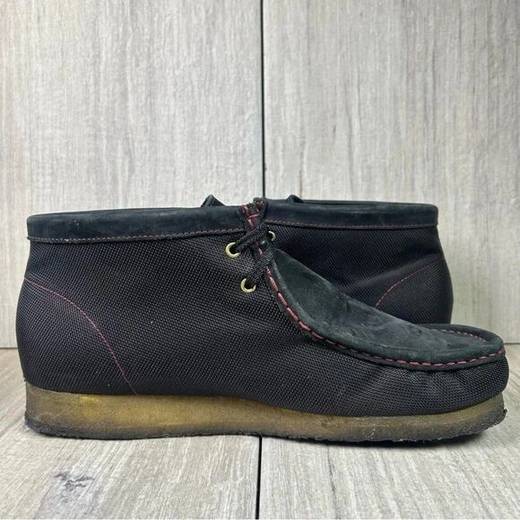 Clark’s Wallabees Stinson Hi black Canvas Chukka Boot Lace Up Shoe Mens Size 9.5 - Picture 6 of 10